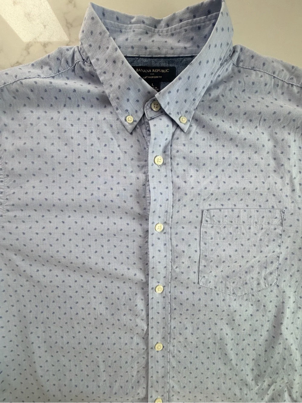 Banana Republic Light Blue Mini Dot Button-Down Shirt